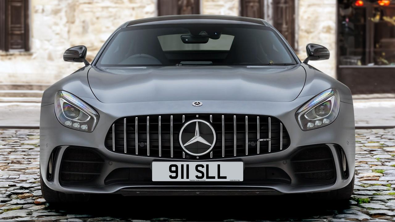 A Mercedes-Benz AMG GTR bearing the registration 911 SLL